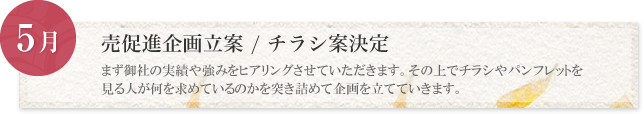 5月:売促新企画立案 / チラシ案決定