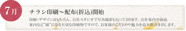 7月:チラシ印刷~配布(折込)開始